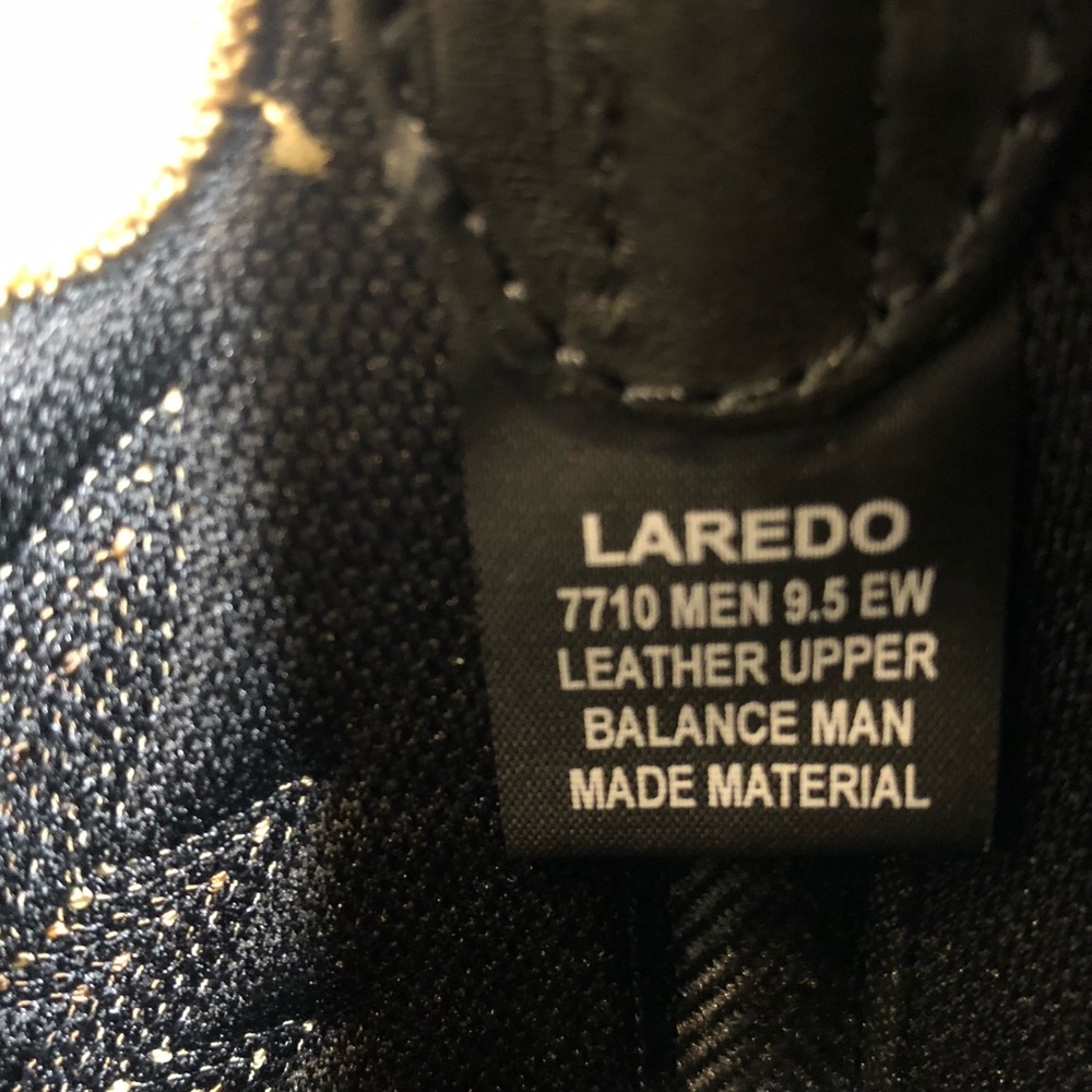 Laredo Mens Kane Square Toe Black Leather Western Boots- Size 9.5 Brand New - Picture 6 of 11
